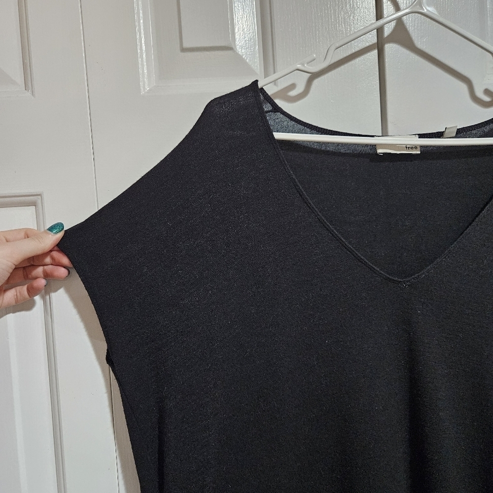 Aritzia Wilfred Free Marcoux Knit Black V-neck Mini Dress Size Extra Small - Picture 6 of 9